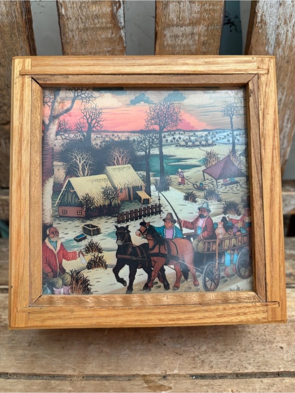 Vintage Superstar Swiss Village Wood Music Box Works Great Dream Of Love  5”
